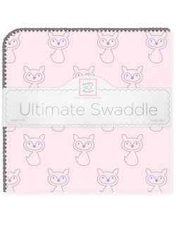 Пеленка фланелевая для новорожденных Swaddle Designs Ultimate Gray Fox Pstl Pink