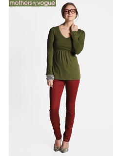 Топ для кормления Mothers en Vogue Must Have V-Neck, оливковый (Bronze Olive)