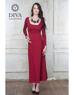 Платье для кормящих и беременных Diva Nursingwear Alba Maxi дл.рукав, цвет Berry