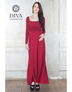 Платье для кормящих и беременных Diva Nursingwear Stella Maxi дл.рукав, цвет Berry