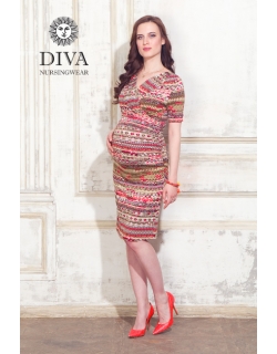 Платье для кормящих и беременных Diva Nursingwear Lucia кор.рукав, принт Etna